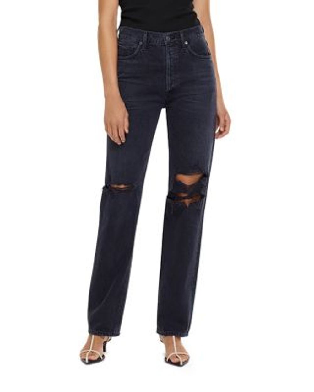 Agolde Distressed Black Lana Denim Jeans Size 27